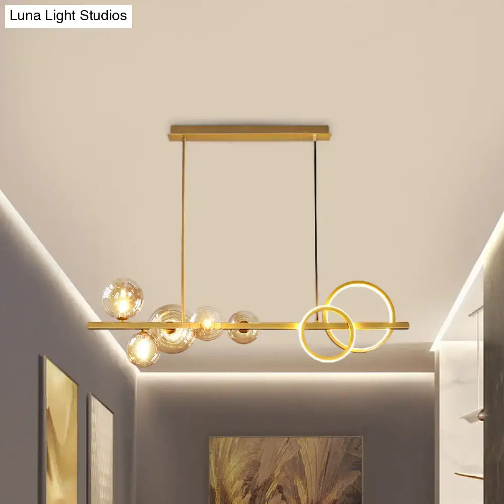 DecorBites™ Contemporary Glass Island Lamp: 7-Head Hanging Light for Dining Room
