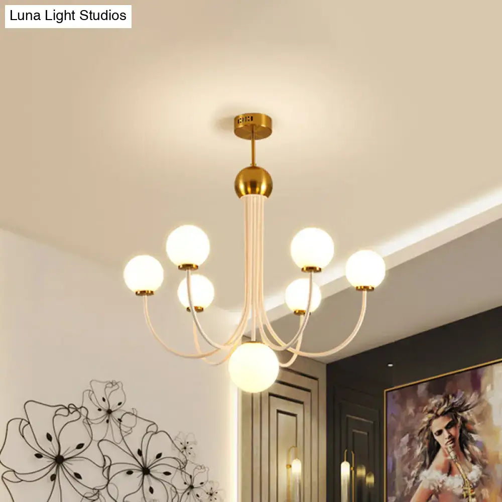 DecorBites™ Contemporary Gold Glass Spherical Ceiling Chandelier with 5/7 Bulbs
