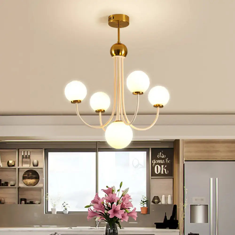 DecorBites™ Contemporary Gold Glass Spherical Ceiling Chandelier with 5/7 Bulbs