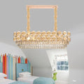 DecorBites™ Contemporary Gold Oval Crystal Island Pendant with 12 Bulbs – Elegant Dining Hall Lighting
