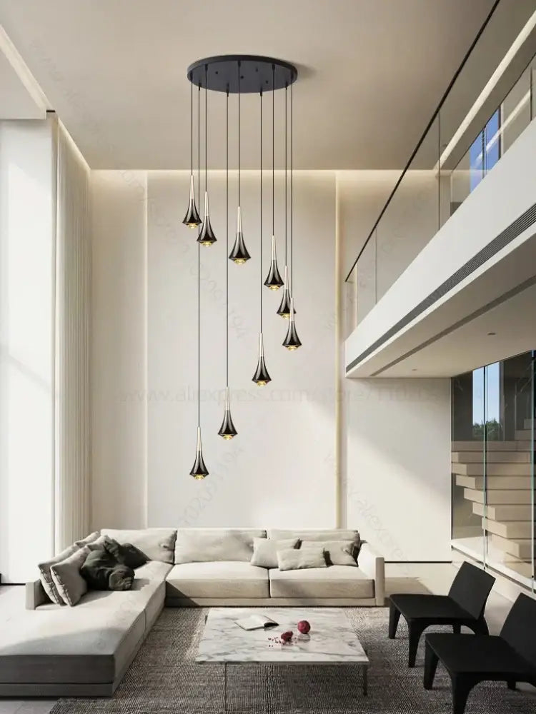 Decorbites contemporary horn chandelier living room black glass light