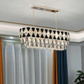 DecorBites™ Contemporary Island Ceiling Lamp with Clear Crystal Prisms and Black Triangle Ornament