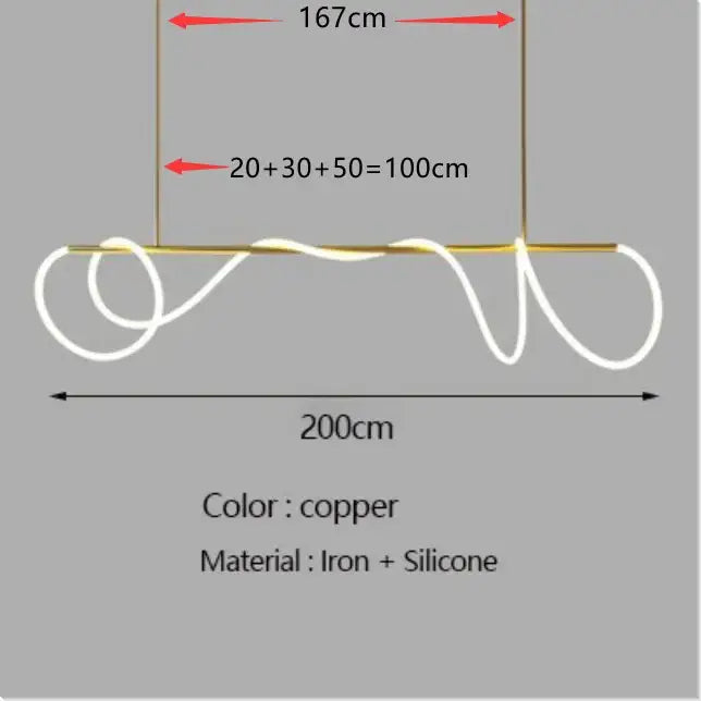 DecorBites contemporary led chandelier with copper pendant light, iron frame, and flexible silicone cord for dining room