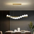Gold-toned decorbites contemporary led glass ceiling chandelier with sleek horizontal bar and spherical bulbs for home lighting