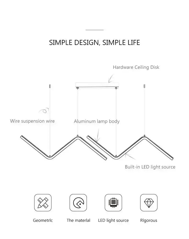 DecorBites™ Contemporary LED Pendant Lights 2-Head 90cm