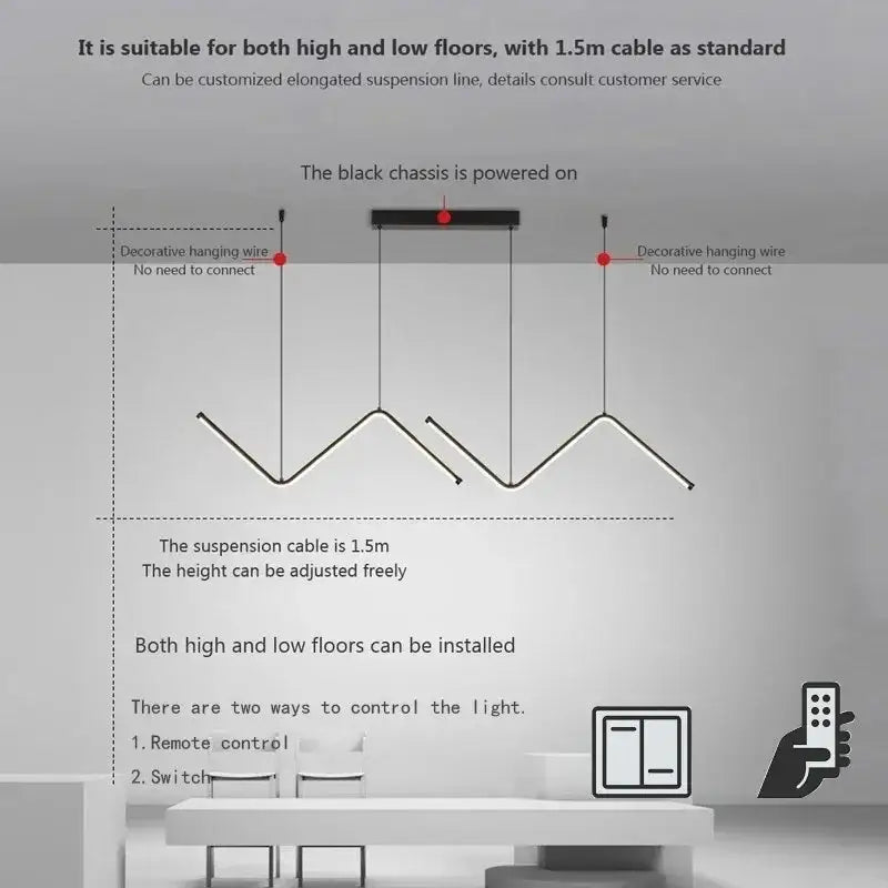 DecorBites™ Contemporary LED Pendant Lights 2-Head 90cm