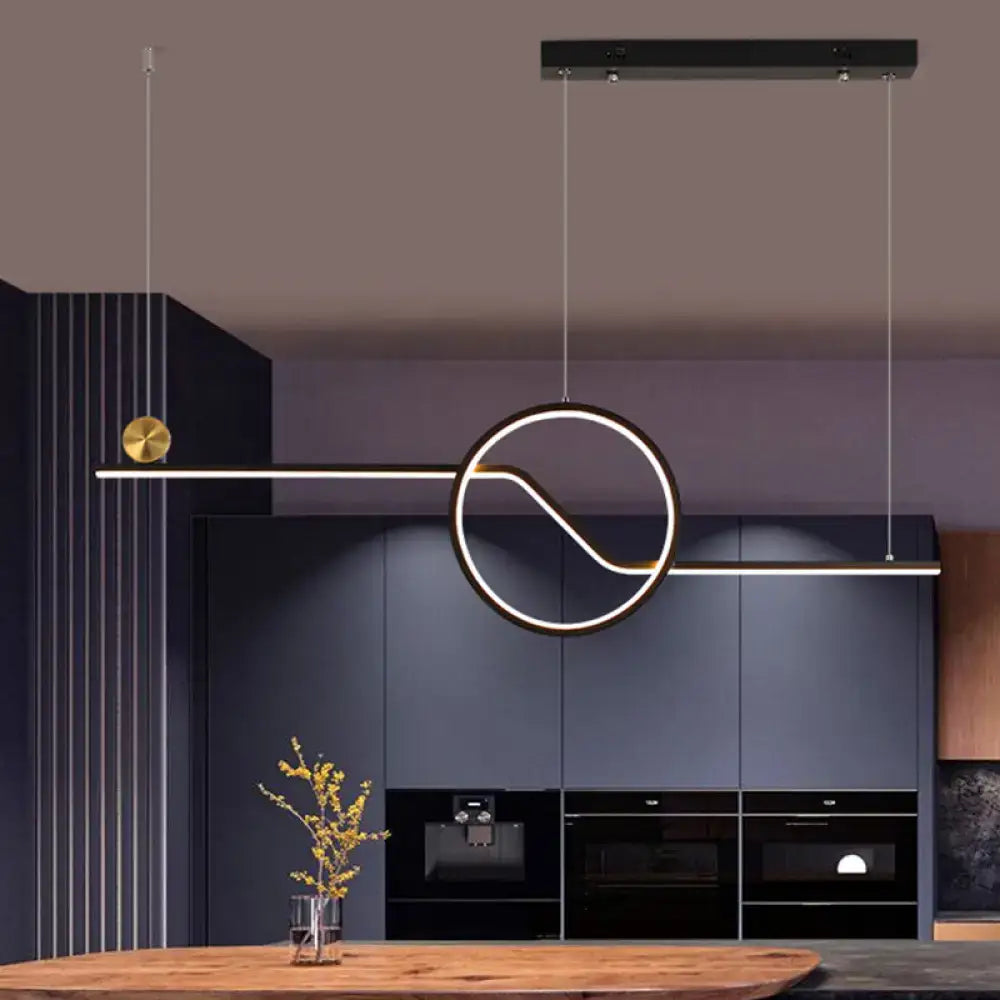 DecorBites™ Contemporary Metal Ceiling Light with LED Island Pendant in Black for Dining Room, Warm/White Light