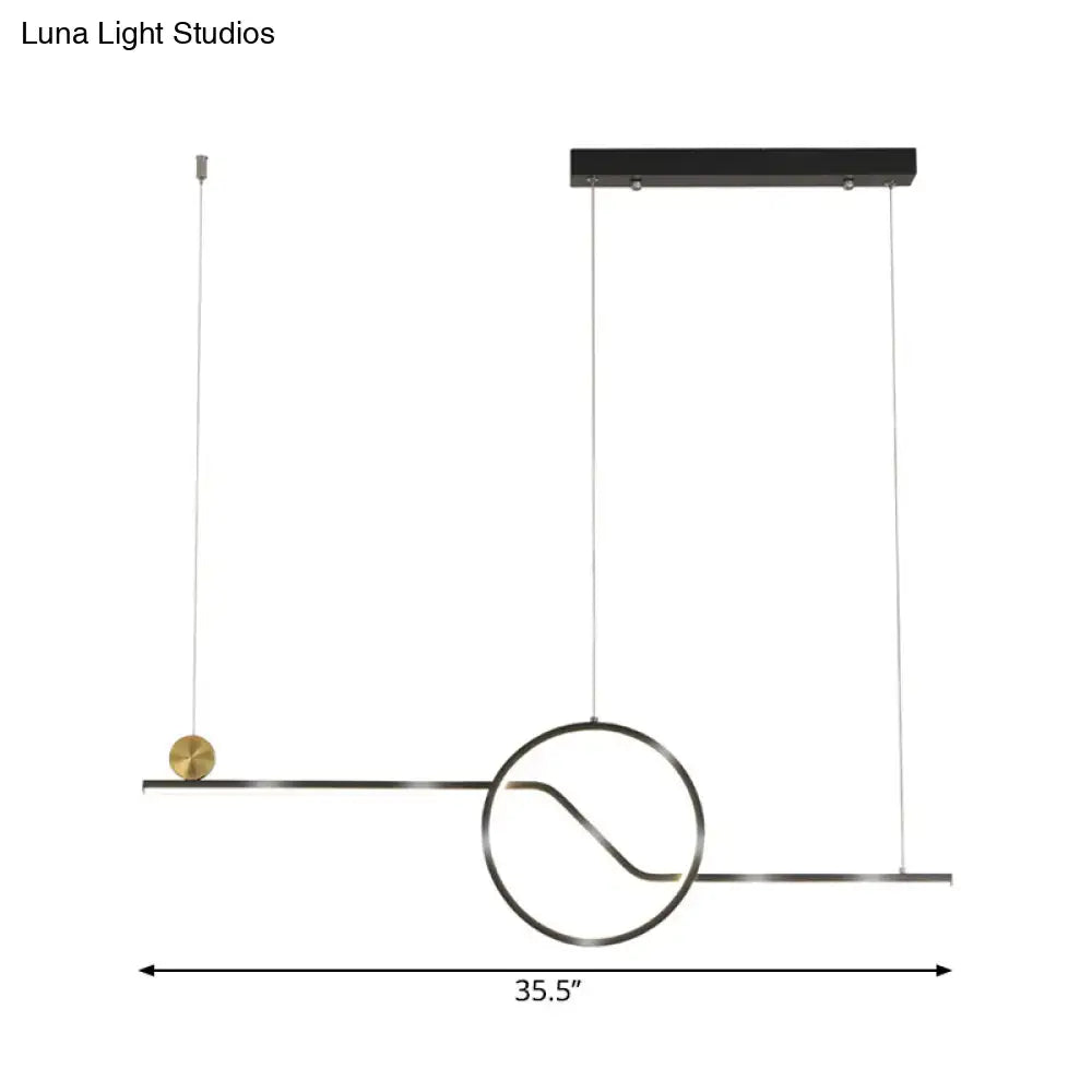 DecorBites™ Contemporary Metal Ceiling Light with LED Island Pendant in Black for Dining Room, Warm/White Light