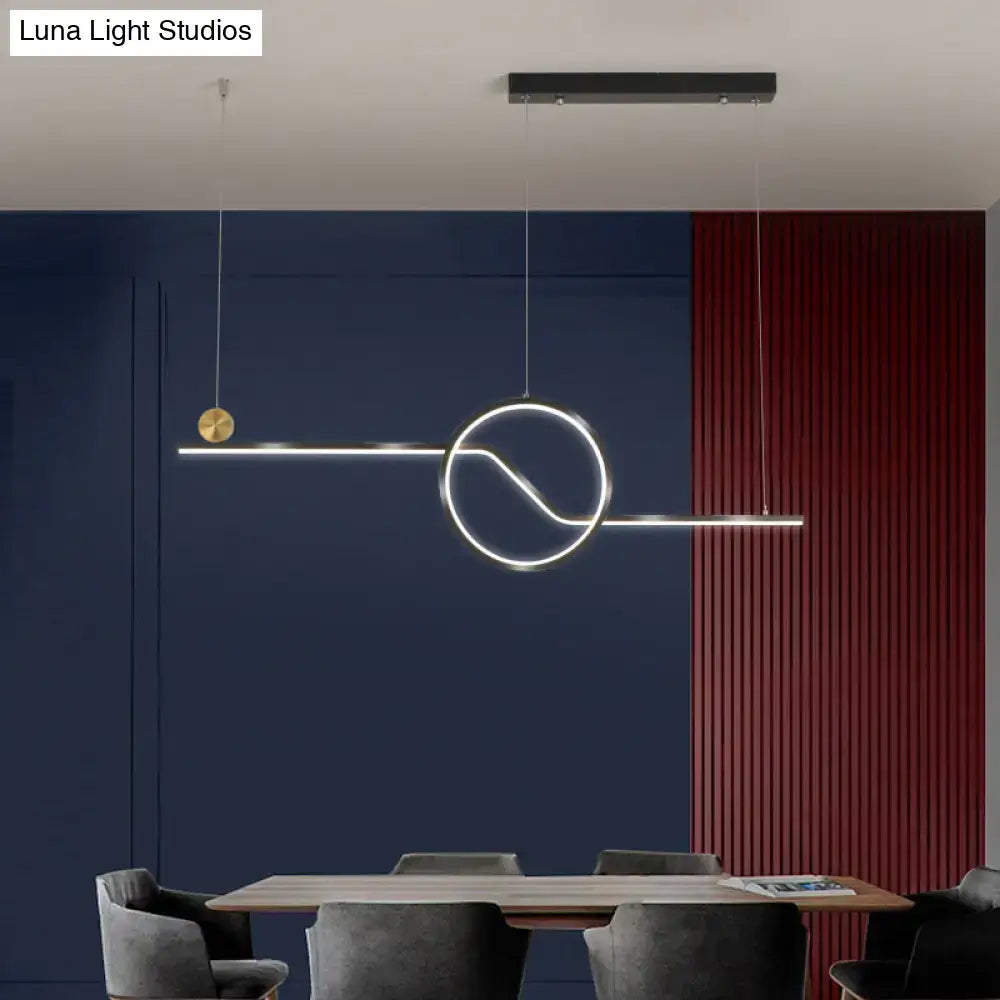 DecorBites™ Contemporary Metal Ceiling Light with LED Island Pendant in Black for Dining Room, Warm/White Light