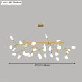 Gold-toned DecorBites™ metal pendant with round canopy featuring white leaf-shaped clear glass shades in branch design