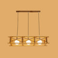 DecorBites™ Contemporary Wooden Beige Hanging Light - Rectangular Cage Island Lamp for Restaurants