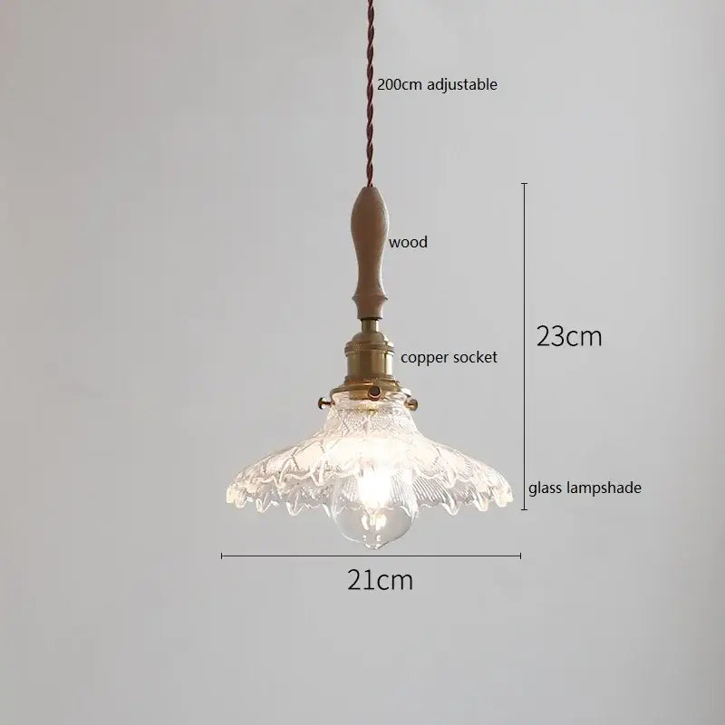 مصباح متدلي نحاسي سيراميك LED من DecorBites™ بمقبض خشبي لديكور المنزل