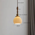 مصباح متدلي نحاسي سيراميك LED من DecorBites™ بمقبض خشبي لديكور المنزل