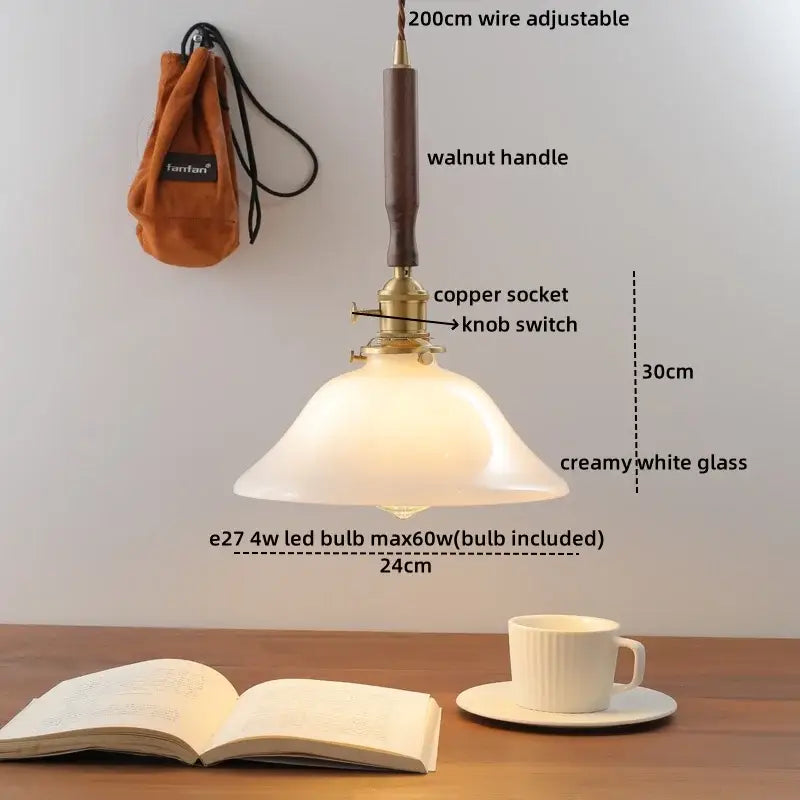 DecorBites™ Copper Ceramic LED Pendant Light with Knob Switch - 4w Bulb & Lamparas Colgante
