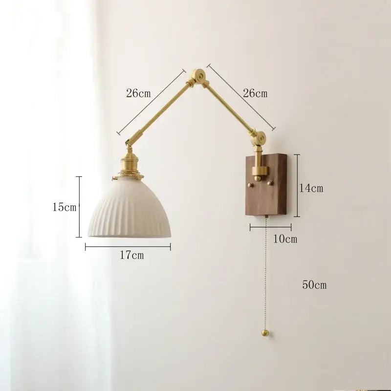 DecorBites™ Copper Ceramic Wall Sconce Pull Chain LED Wall Light