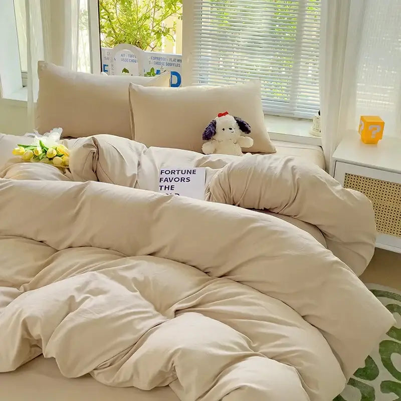DecorBites™ Cotton Bedding Set with Sheet, Duvet Cover