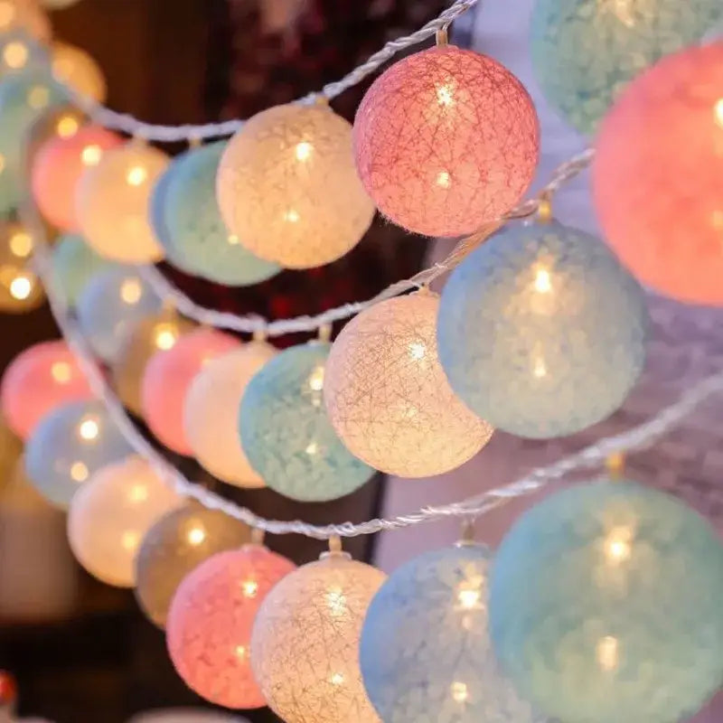 DecorBites™ Cotton Garland LED String Lights, Home Decor