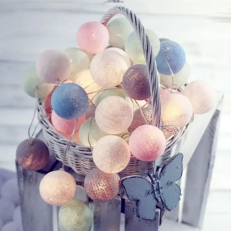 DecorBites™ Cotton Garland LED String Lights, Home Decor