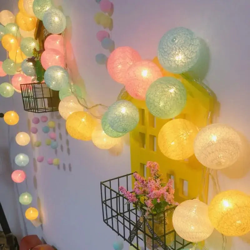 DecorBites™ Cotton Garland LED String Lights, Home Decor