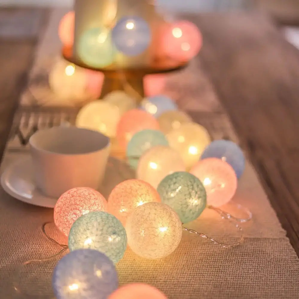 DecorBites™ Cotton Garland LED String Lights, Home Decor