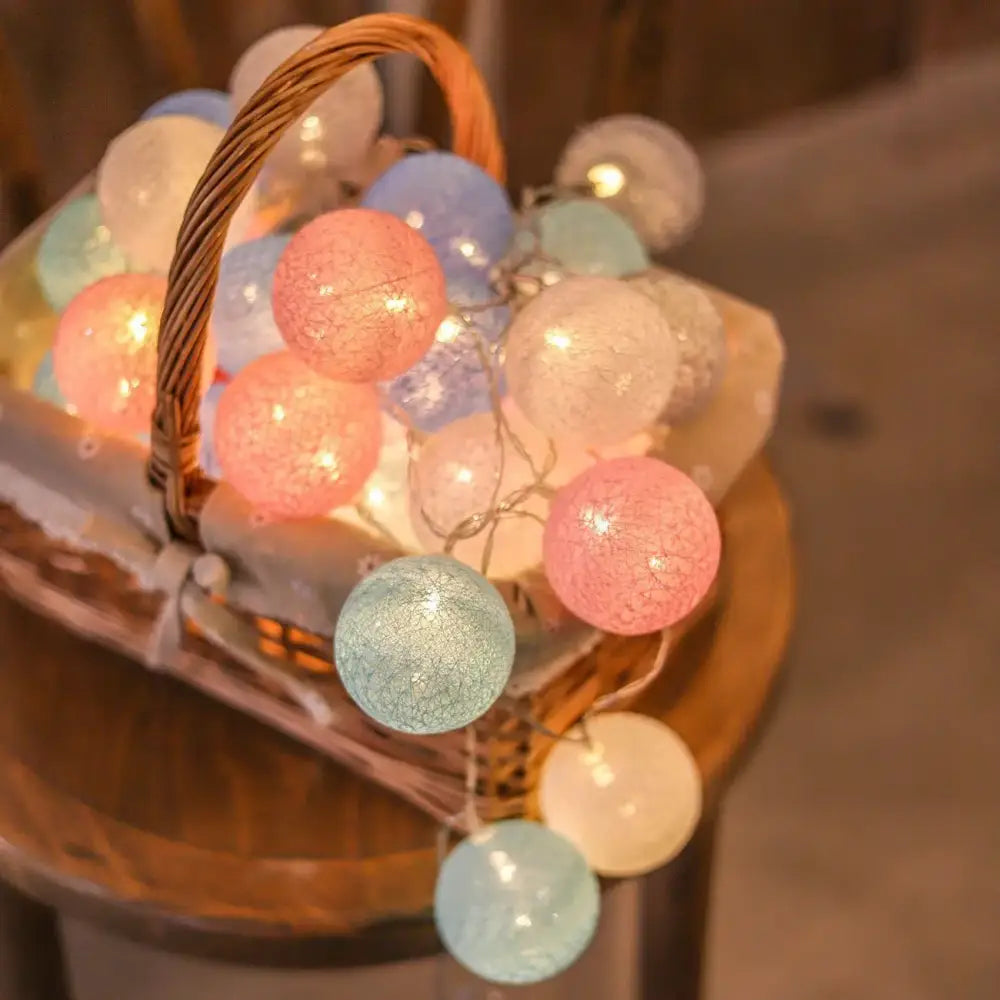 DecorBites™ Cotton Garland LED String Lights, Home Decor
