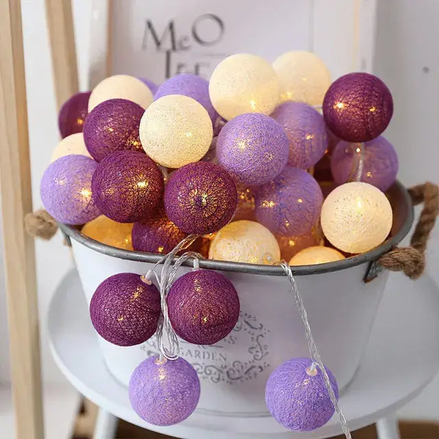 DecorBites™ Cotton Garland LED String Lights, Home Decor