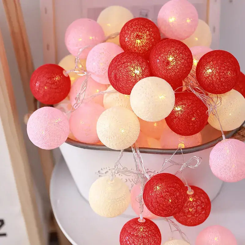 DecorBites™ Cotton Garland LED String Lights, Home Decor