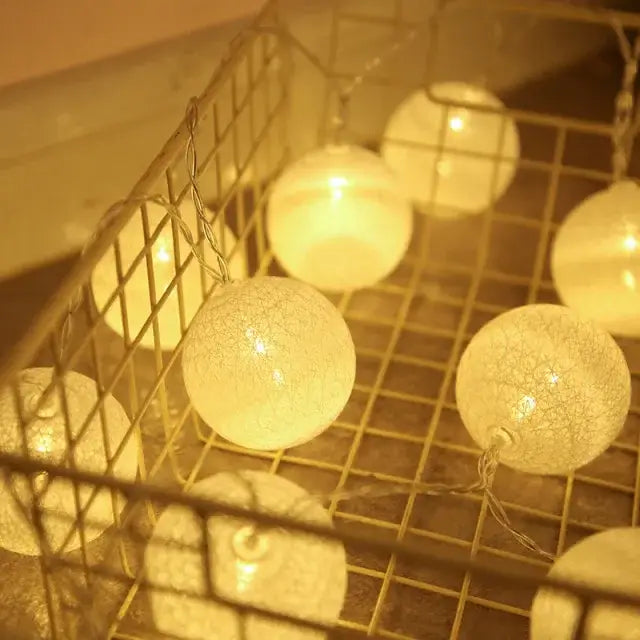 DecorBites™ Cotton Garland LED String Lights, Home Decor