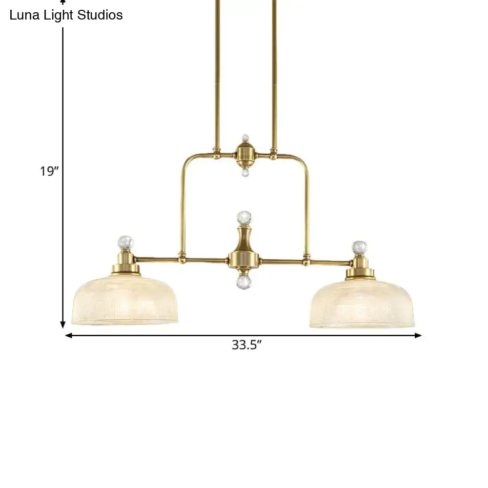 DecorBites™ Country Style Gold Island Pendant with Clear Prismatic Glass and 2 Bulbs - Metal Hanging Light Kit