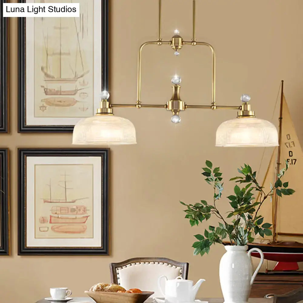 DecorBites™ Country Style Gold Island Pendant with Clear Prismatic Glass and 2 Bulbs - Metal Hanging Light Kit