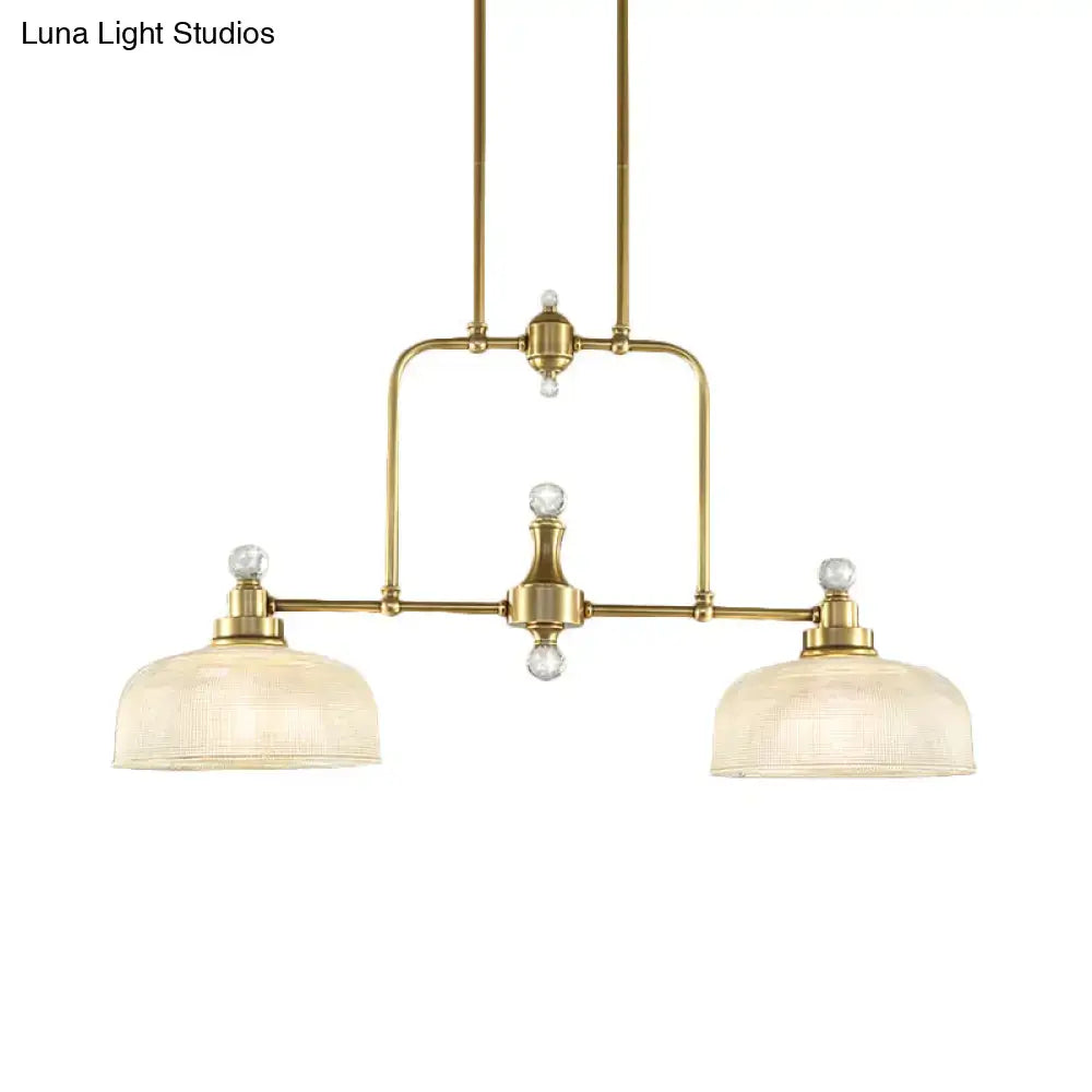 DecorBites™ Country Style Gold Island Pendant with Clear Prismatic Glass and 2 Bulbs - Metal Hanging Light Kit