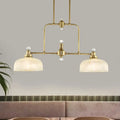 DecorBites™ Country Style Gold Island Pendant with Clear Prismatic Glass and 2 Bulbs - Metal Hanging Light Kit