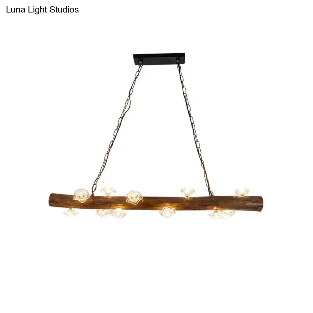DecorBites™ Country-style Mushroom Chandelier with 12 Wooden Bulbs for Indoor Pendant Lighting