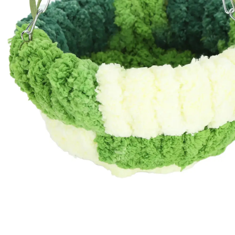 DecorBites™ Cozy Coral Fleece Parrot Hammock - Green