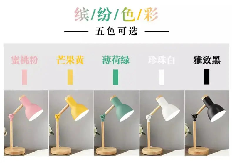 DecorBites™ Creative Nordic Table Lamp Wooden Art LED Turn Head Simple Bedside Desk Light/Eye Protection Reading&Bedroom Study Lamp