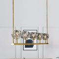 DecorBites™ Crystal Brass Island Light with 5 Beveled Bulbs - Modern Ceiling Suspension Lamp