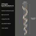 Modern gold crystal ceiling chandelier staircase light dining room