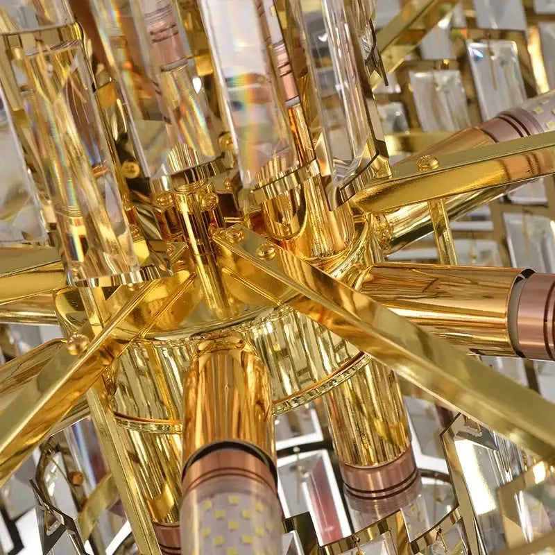 Modern gold crystal ceiling chandelier living room lighting