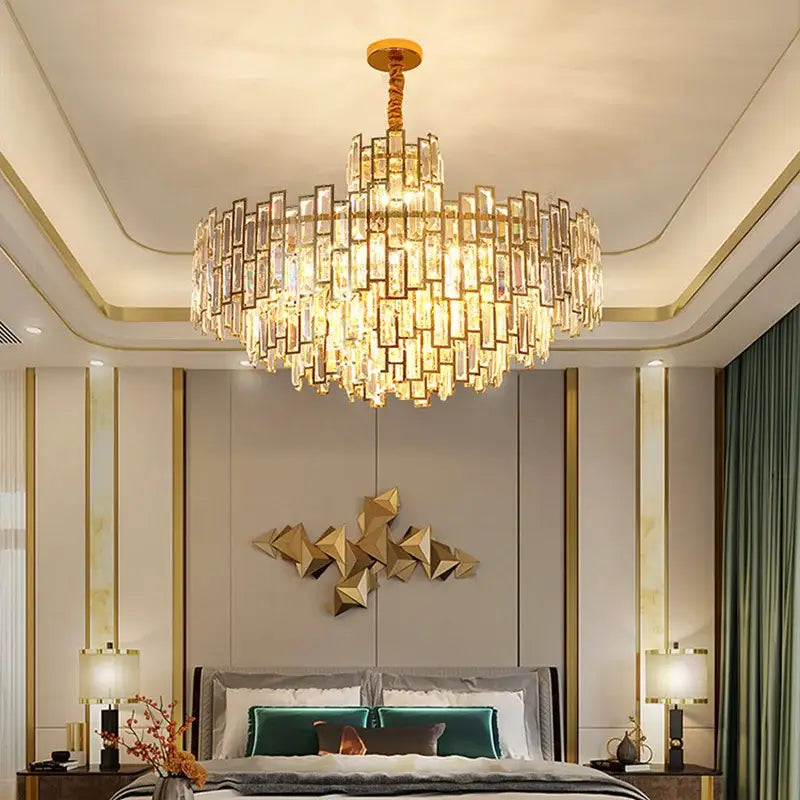 Modern gold crystal ceiling chandelier living room lighting
