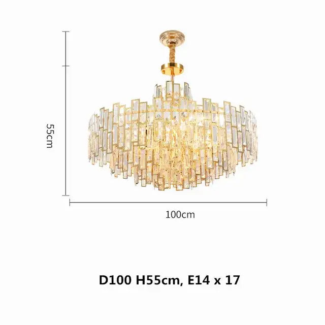 Modern gold crystal ceiling chandelier living room lighting