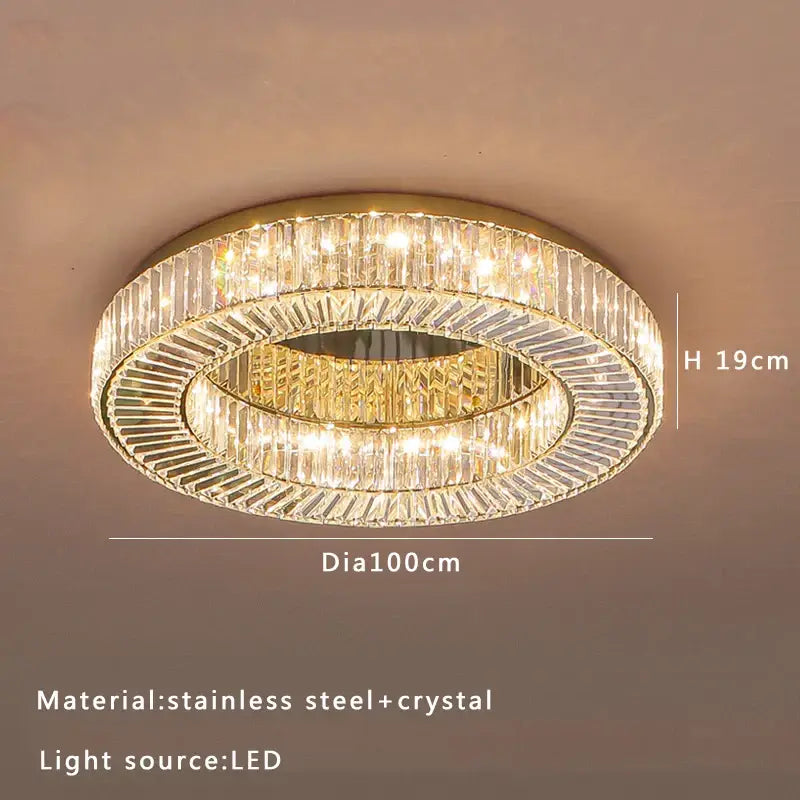Luxury gold tiered crystal ceiling lamp living room chandelier
