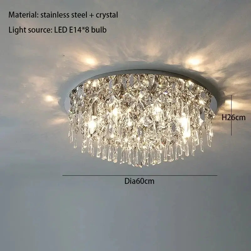 Luxury modern black crystal ceiling lamp for living room indoor light