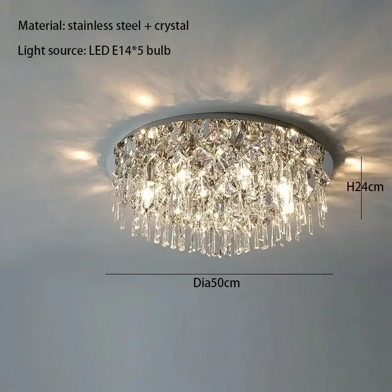 Luxury modern black crystal ceiling lamp for living room indoor light
