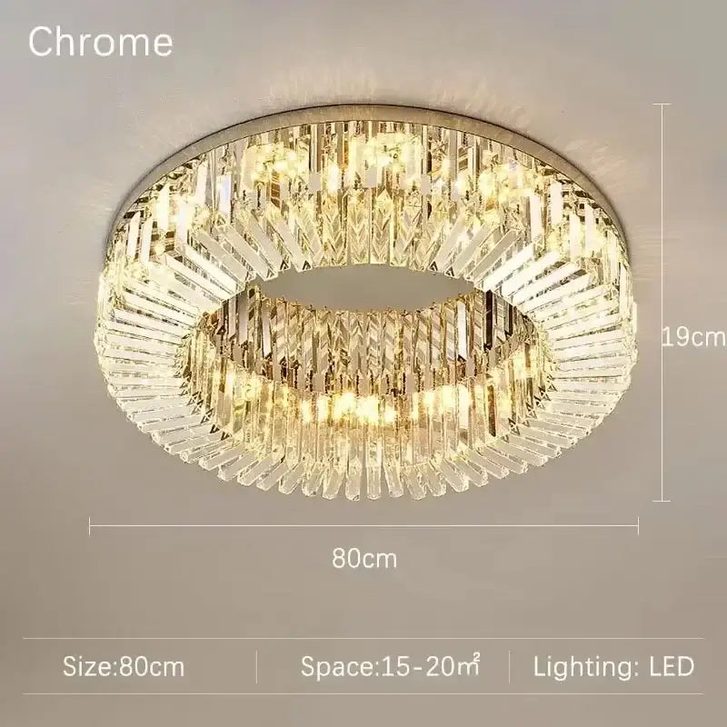 Modern double ring crystal ceiling lamp living room light