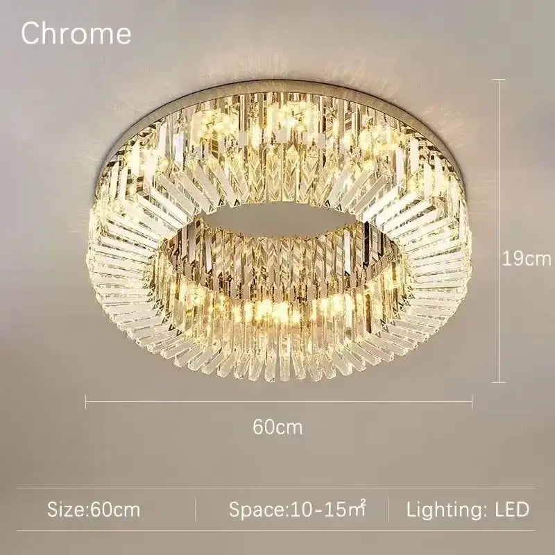 Modern double ring crystal ceiling lamp living room light