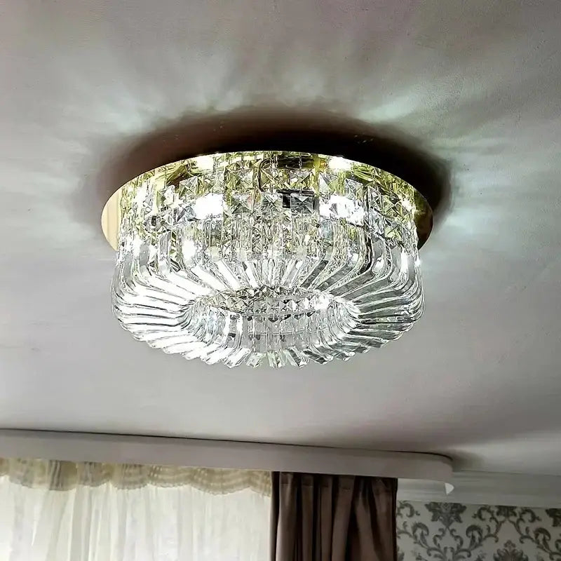Modern double ring crystal ceiling lamp living room light