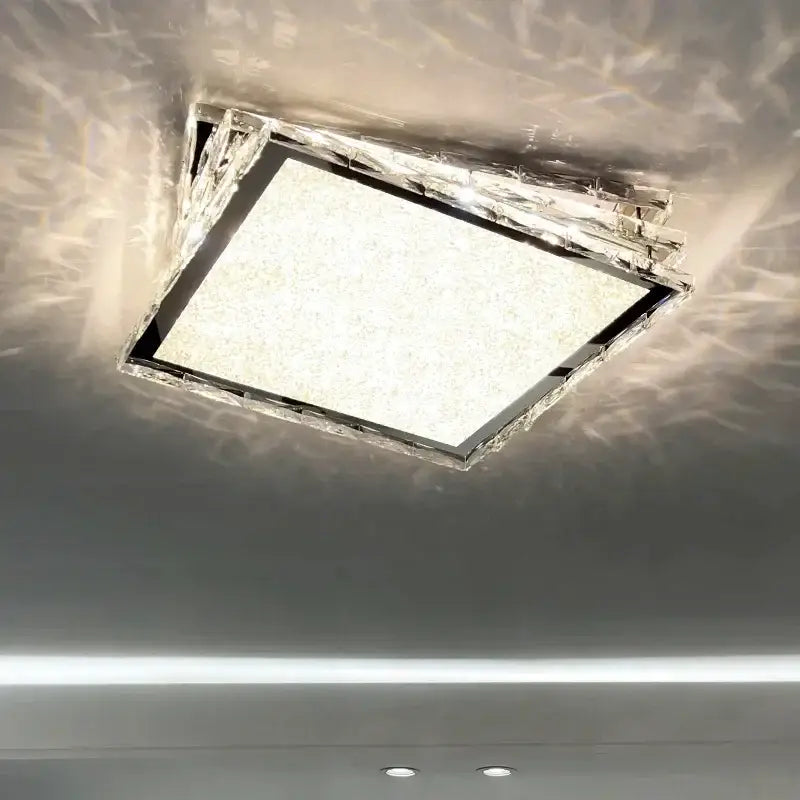 Modern gold square crystal ceiling lamp bedroom luxury led lighting
