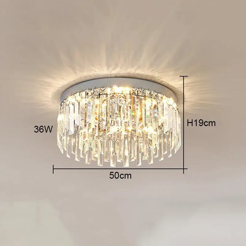 Modern chrome crystal ceiling lamp for living room luxury led lighting