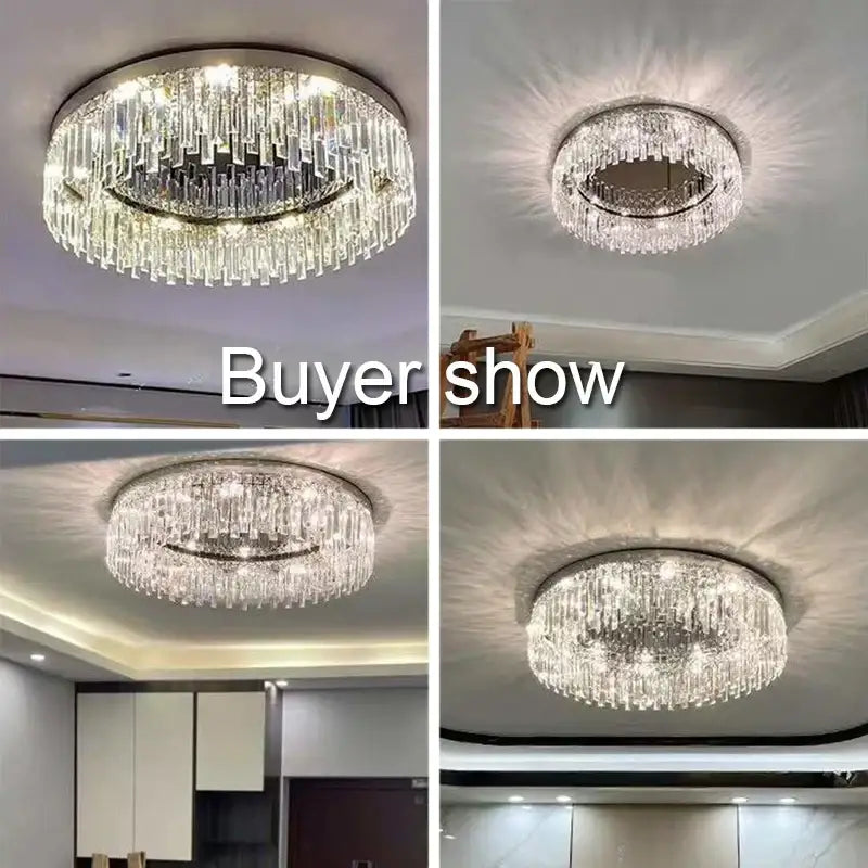 Modern chrome crystal ceiling lamp for living room luxury led lighting