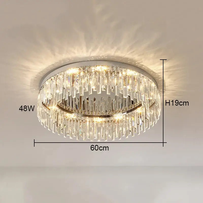 Modern chrome crystal ceiling lamp for living room luxury led lighting